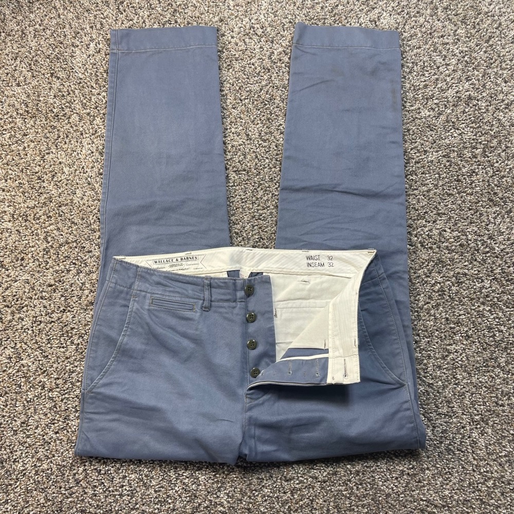 Wallace & Barnes J Crew Officers Chino Men's 32x30 Slim Blue Button Fly Pants